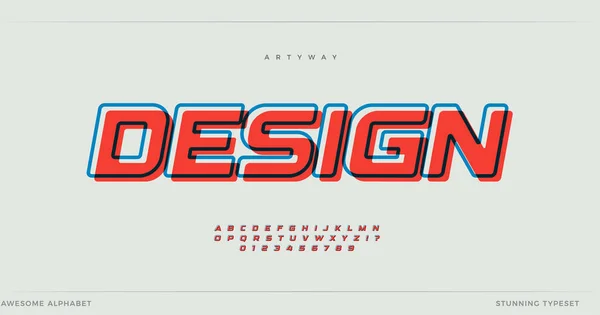 Komplicerad alfabetsdesign. Fantastisk typsnitt med kontur, minimalistisk typ för modern futuristisk logotyp, rubrik, kreativa bokstäver och maxi typografi. Minimala bokstäver, vektor typografisk design — Stock vektor