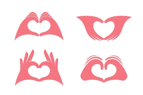 Gesture of love, palms showing heart, declaration of love, like, isolated vector graphics. Icons set for communication, Valentine Day, weddings. Vector. — Stock Vector