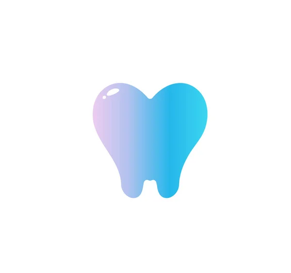 Diş köklü kalp, düz çizgi film tarzı vektör logosu konsepti. Diş hekimliği beyaz arkaplanda izole edilmiş bir simge. Diş sağlığı kliniği ve ortodontist bürosu açılışı için diş hekimi sembolü — Stok Vektör