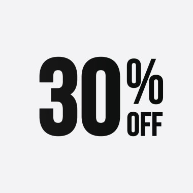 Çizgi film tarzı vektör logosu konseptinde% 30 indirim var. Beyaz arka planda% 30 'luk izole satış ikonu. İş için% 30 indirim. Vektör illüstrasyonu