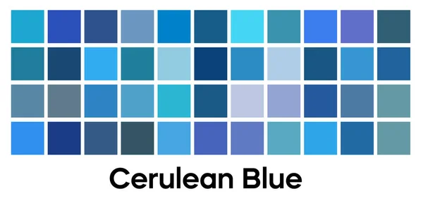 Color azul moderno, conjunto de paletas vectoriales. Colección de plantillas de tonos azul cerúleo, índigo y turquesa. — Vector de stock
