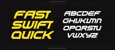 Hızlı hızlı alfabe. Spor yazı tipi. Enerji logosu için cesur italik tip, otomotiv başlığı, dayanıklılık monogramı, harfler ve güç tipografisi. Genişletilmiş harfler, vektör tipografik tasarımı