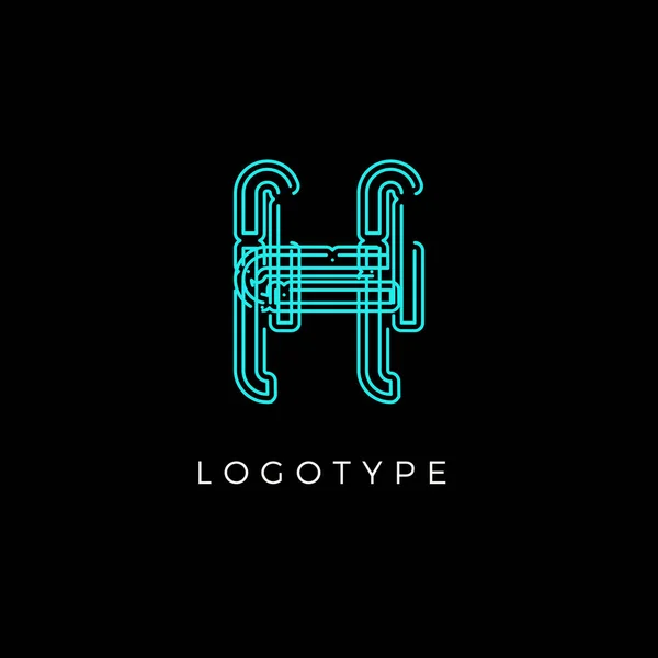 Cyber lettre H pour la technologie numérique logo concept. Monogramme de style circuit de contour pour symbole de produit d'intelligence artificielle, logo de système robotique et conception de type vectoriel — Image vectorielle