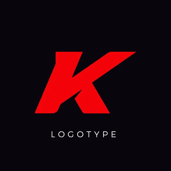 速记字母K红色比赛的标志。意大利大胆的赛车风格矢量拉丁字符。品牌建设的信。排版设计. — 图库矢量图片