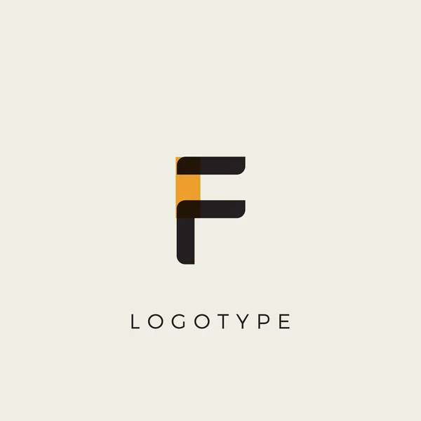 Kreativní písmeno F pro logo a monogram. Minimální umělecké písmo se žlutým puntíkem pro výuku, slavnostní a stranickou nebo technologickou grafiku. Vektorový typografický design — Stockový vektor