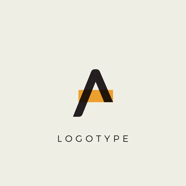 Creative letter A for logo and monogram. Minimal artistic style letter with yellow spot for education, festive and party or technology graphic. Vector typographic design — Stock Vector