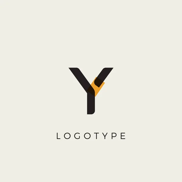 로고와 모노그램을 만들기 위해 Y 라는 크리에이티브 글자를 씁니다. 교육, 축제, 파티, 기술 그래픽에 노란색 점이 있는 약간의 예술 스타일 편지. 벡터 타이포그래피 디자인 — 스톡 벡터