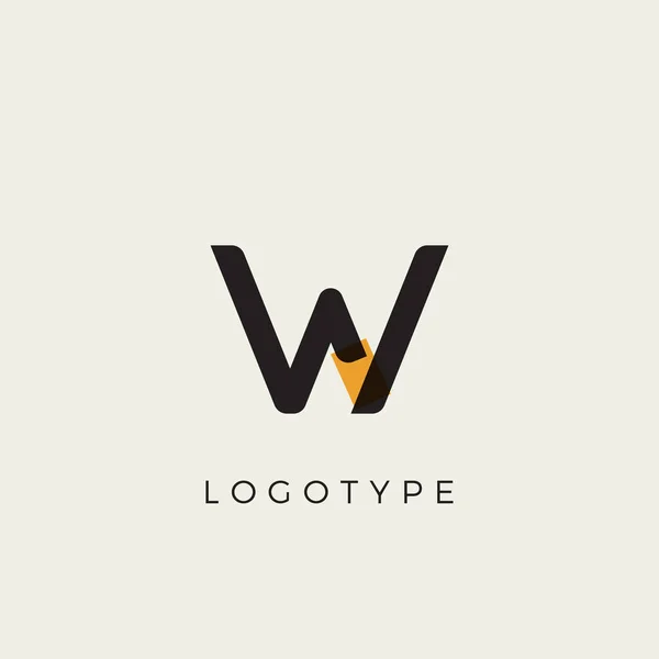 Kreativní písmeno W jako logo a monogram. Minimální umělecké písmo se žlutým puntíkem pro výuku, slavnostní a stranickou nebo technologickou grafiku. Vektorový typografický design — Stockový vektor