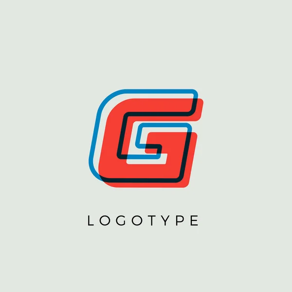 Superbe lettre G avec contour de couleur 3d, graphique lettre minimaliste pour logo de bande dessinée moderne, titre de bande dessinée, lettrage créatif et monogramme d'art. Lettres de style minimal, conception typographique vectorielle — Image vectorielle