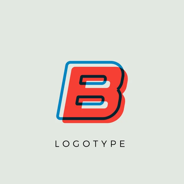 Ohromující písmeno B s 3D barevnou konturou, minimalistickou písmennou grafikou pro moderní komiksové logo, kreslený titulek, kreativní písmo a umělecký monogram. Minimální písmena stylu, vektorový typografický design — Stockový vektor