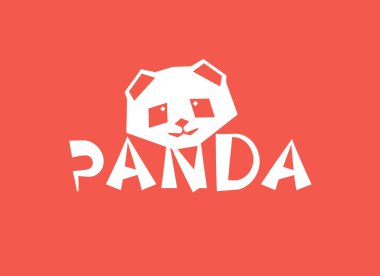Panda logosu tasarımı. Çinli ayı kafası silueti, geometrik tarzda. İzole vektör illüstrasyonu.
