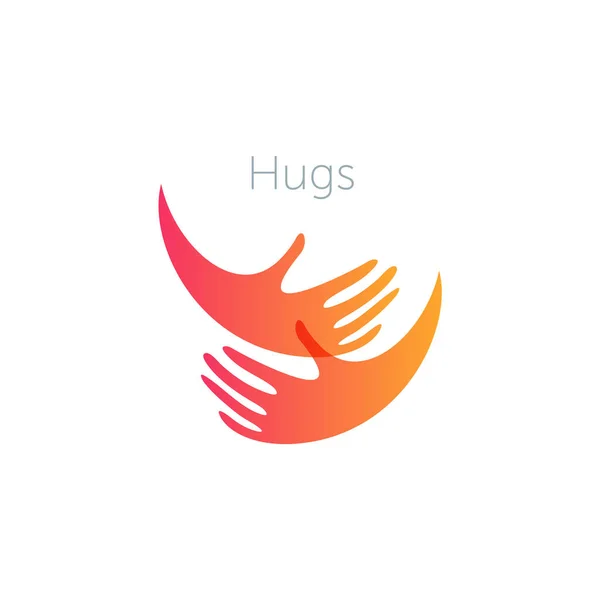 Human hugs support and love symbol pregnancy clinic logo donations logotype template crowdfunding sign applause icon or alms flat vector illustration — Stock Vector