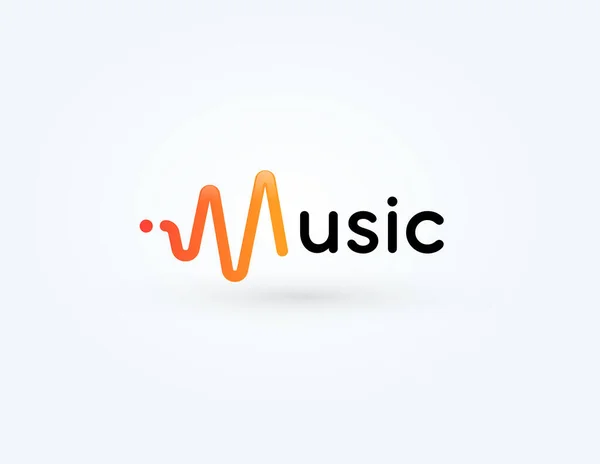 Icona musicale, logotipo dell'onda radio, simbolo dell'onda sonora. Design del logo dell'impulso sonoro per studio di registrazione vocale e audio, design del marchio del negozio di musica, società di registrazione audio. Illustrazione vettoriale — Vettoriale Stock