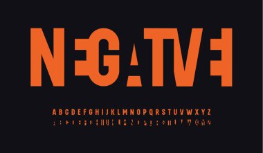 Negatif Space Cut harf seti, çift kaynamış yazı tipi. Modern yüksek alfabe, logo, monogram ve başlık için çağdaş dar tip. Vektör tipografi tasarımı