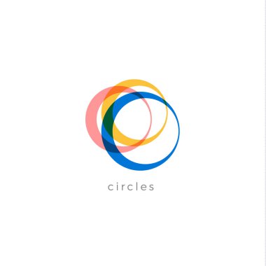 Çok renkli halka vektör logosu konsepti. Otomobil tekerleri beyaz arka planda izole edilmiş ikon. Çemberler soyut logo şablonu.