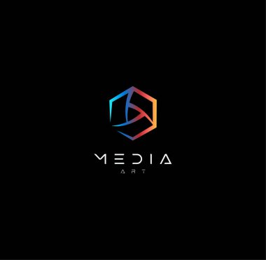 Yenilik teknolojisi arayüzü için oynat düğmesi. Simge, hud ve gui tasarım elementini başlat ve çalıştır. Müzik, video, ses oynatıcı işareti için dijital multimedya logo şablonu. Vektör illüstrasyonu.