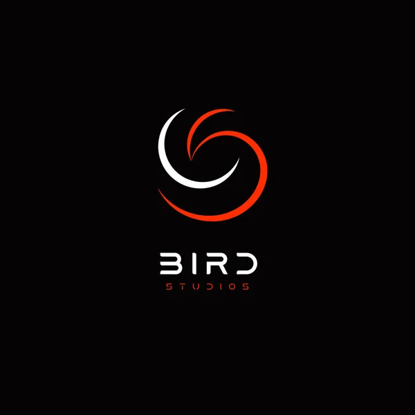 Modèle de logo abstrait d'oiseau pour l'identité d'entreprise, design moderne et élégant de logotype d'oiseau de poule ou de colombe linéaire, emblème rond, logo vectoriel isolé sur fond noir — Image vectorielle