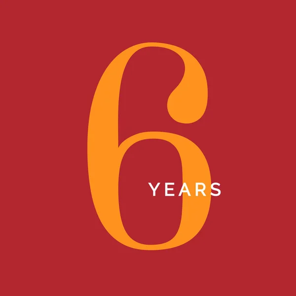 Sechs Jahre Symbol. Sechster Geburtstag. Jubiläumsschild, Logokonzept Nummer 6, Plakatvorlage Vintage, Vektorillustration — Stockvektor