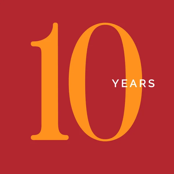 Zehn Jahre Symbol. Emblem zum zehnten Geburtstag. Jubiläumsschild, Logokonzept Nummer 10, Plakatvorlage Vintage, Vektorillustration — Stockvektor