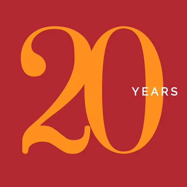Vor zwanzig Jahren. Emblem zum zwanzigsten Geburtstag. Jubiläumsschild, Logokonzept Nummer 20, Plakatvorlage Vintage, Vektorillustration — Stockvektor