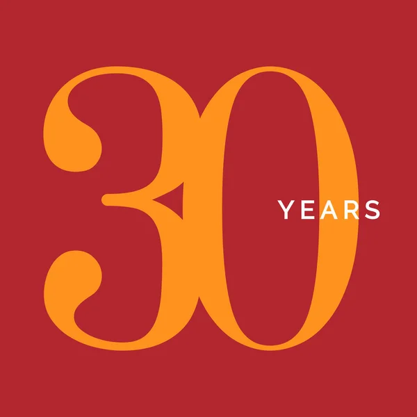 Dreißig Jahre Symbol. Emblem zum 30. Geburtstag. Jubiläumsschild, Logokonzept Nummer 30, Plakatvorlage Vintage, Vektorillustration — Stockvektor