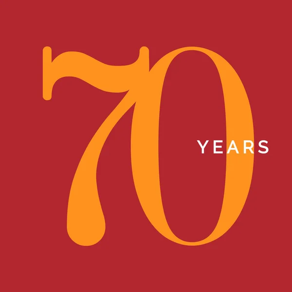 Siebzig Jahre Symbol. Siebzigster Geburtstag. Jubiläumsschild, Logokonzept Nummer 70, Plakatvorlage Vintage, Vektorillustration — Stockvektor