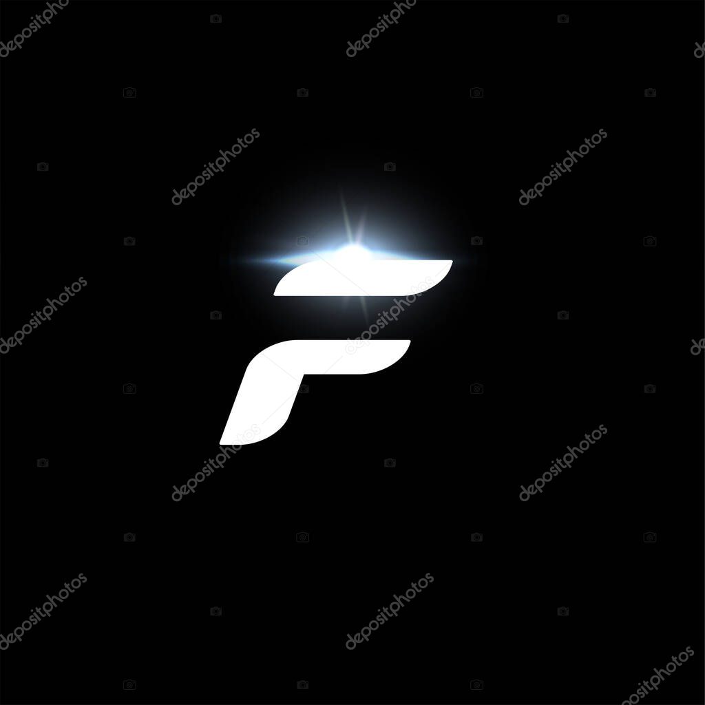 F letter logo, bold italic letter for automotive, speed race, sport label design and dynamic monogram. Vector futuristic and space logotype design.
