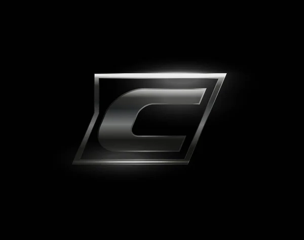 Velocidad del carbono Letra C logo, textura de carbono de metal mate oscuro. Impulsar letra de acero dinámico, turbo negrita logotipo de cromo itálico para la industria automotriz, gimnasio, deporte. Monograma vectorial, emblema — Archivo Imágenes Vectoriales