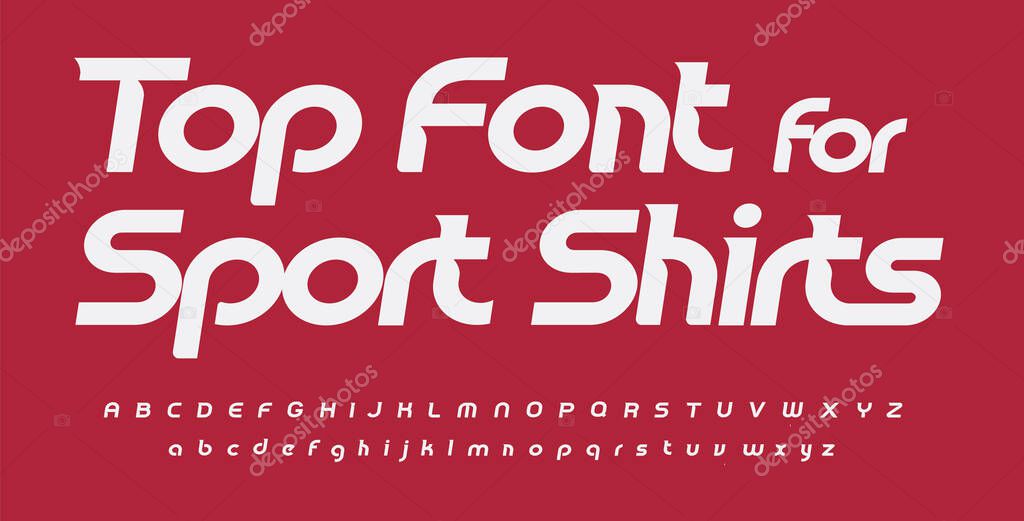 Sport font alphabet sport shirts letters. Italic round typographic design. Sans serif fashion letter set for speed logo, dynamic headline, monogram and presentation type. Isolated vector typeset.