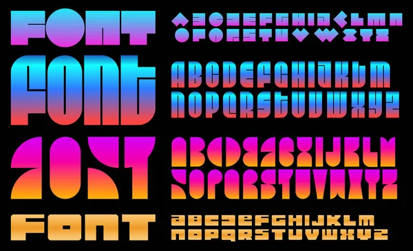 Kreatív betűtípus csomag, space alphabet set, geometric spot letters collection. Kreatív logó és betűző ingek, monogram és főcím tipográfia. Színes gradiens tipográfiai tervezés. Vektortipizálás — Stock Vector