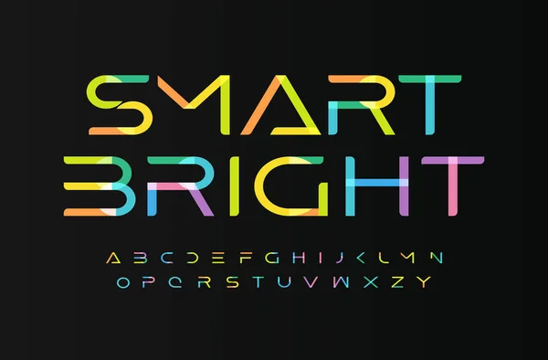 Vícebarevná světlá písmena abecedy. Dětský typ pro digitální slavnostní logo, dětský titulek akce IT, chytré vzdělávání, technologická a umělecká škola a školka. Typografie zábavného počítače — Stockový vektor