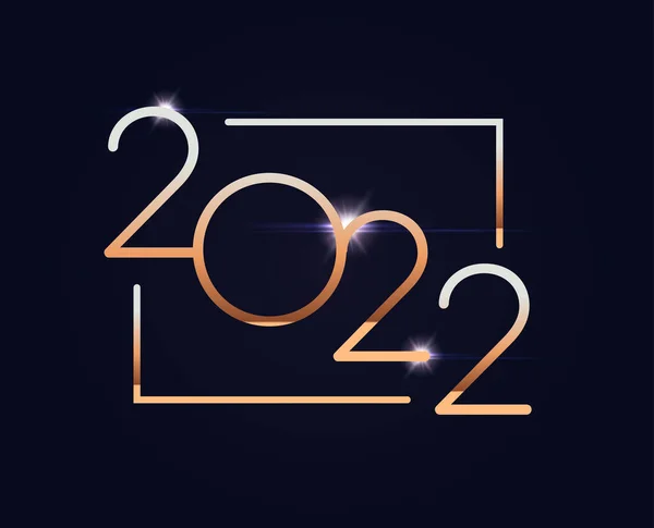 2022 arany számok újév üdvözlő kártya királyi arany stílusú poszter vagy naptár borító sablon, vektor illusztráció. — Stock Vector