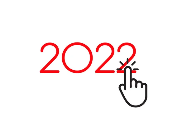 Boldog 2022 új évet egér kattintson a gombra üdvözlés és meghívók, 2022 naptár, web felület, karácsony gratulálok grafikus. Vektorillusztráció — Stock Vector