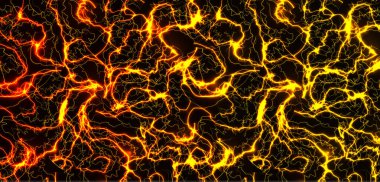 Birinci sınıf mermer kumaş, altın çatlaklar, güneş yüzeyi, turuncu yıldırım bg, moda ve baskılar için çarpıcı kusursuz desen. Vektör illüstrasyonu