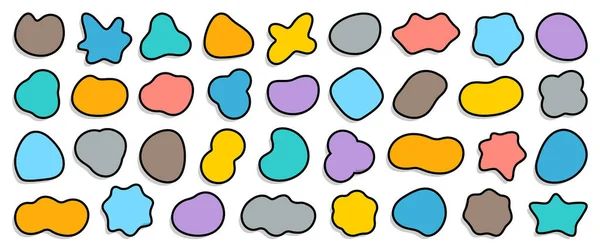 Collezione Bloobs shape, macchie astratte casuali. Liquido bg, fluido organico, punto cartone animato per sfondo, bolla discorso comico. Illustrazione vettoriale — Vettoriale Stock