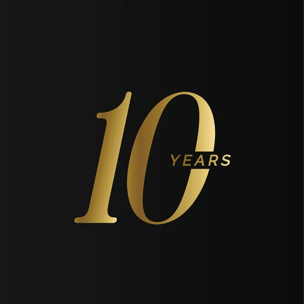 Επέτειος λογότυπο της εταιρείας, 1 έτος, δέκα χρυσό αριθμό, επέτειο του γάμου, αναμνηστική ημερομηνία σύμβολο που, χρυσή συλλογή έτους. Σύμβολο γενεθλίων, ηλικία ιωβηλαίο, συγχαρητήρια σήμα, χαιρετισμός έμβλημα — Διανυσματικό Αρχείο