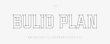 Architec Sketch Yazı Tipi, Taslak Satır Taslak Alfabesi, Teknik Taslak Harfler, Mühendislik Planları Kalem Konturu Tipi, Mimari İnşaat Proje Başlığı ve Logosu. Vektör tipi.