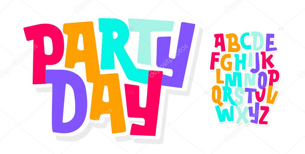 Carnival Funky Font, Colorful Cartoon Alphabet, Playful Groovy Letters, Joyful Festive Type for Bright Happy Logo, Funny Comic Headline, Bouncy Typography, Creative Party Title. Vector Typeset.