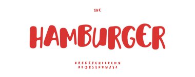 Yazılı Yazı Tipi Logosu Çocuk Alfabesi El Yazısı Çizimi Mektubu Modern Tipografi, Çizgi Film Fast Food Başlık İşaretleri için Yaratıcı Tipografik Tasarım, Festival Manşeti. Esprili Yazı Tipi. Vektör Logoları Yazıtipi.