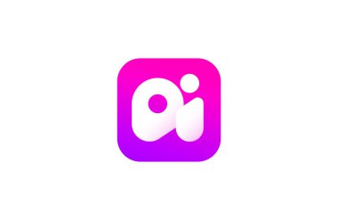 Sohbet robotu asistanı için AI teknoloji logosu monogram uygulama simgesi, başlangıç yazılım dijital markalaşması. Mobil UI için fütüristik yapay zeka sembolleri, web arayüzü düğmeleri. Vektör illüstrasyonu.