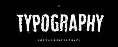 Rough Font Logosu Grunge Alfabe Vektör Harfleri Modern Typography, Eroded Metal Typographic Design for Title Text, Typo Poster Manşet, Type Logotype, Punk Rock Fonts. Vektör Yazıtipi.