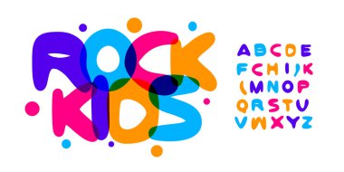 Renkli Yazı Tipi Logosu Alfabesi Çocuk Vektör Yuvarlak Harfleri Düzgün Tipografi, Başlık Metni için Sanat Typographic Tasarımı, Festive Typo Poster Başlığı, Tip Fest Logotype, Renk Yazı Tipleri. Vektör Yazıtipi