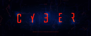 Siber Yazı Tipi Logosu İnce Alfabe Vektörü Yoğunlaştırılmış Harfler Çağdaş Tipografi, Minimalist Tipografik Tasarım Metni, Yazı Tipi Posteri Başlığı, Tip Sembol Logotisi, Futurist Yazı Tipleri. Vektör Yazıtipi.