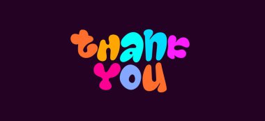 Teşekkürler Mektup Mesajı, Teşekkürler Kart Tasarımı, Renkli Yazı Tipi Alfabesi Tebrik Kartları, Sosyal Medya Afişleri, Çocuk Partisi Posterleri, Minnettar Mesajları. Vektör İllüstrasyonu.