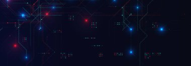 AI Dijital İletişim Siber Güvenlik Hattı. Yapay Zeka Sinir Ateşleme Ağı Dijital Bilim ve Teknoloji Konferansı Sunum Tasarımı Konsepti. Vektör Arkaplanı.