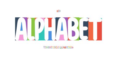 Creative Font Logo Alfabe Blokları Modern Typography, Fun Art Creativity Typographic Design for Bright Summer Poster Manşeti, Color Type Sembol Logotype, Renkli Yazı Tipleri. Vektör Yazıtipi.