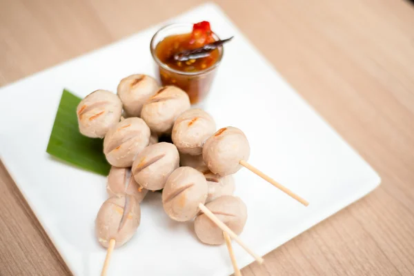 Pork balls on sticks — Stock Photo, Image