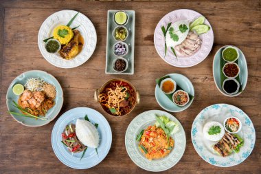 Tay gıda birçok yemek mix.