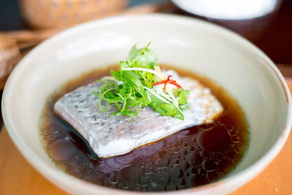 Steam fish in soy sauce — Stock Photo, Image