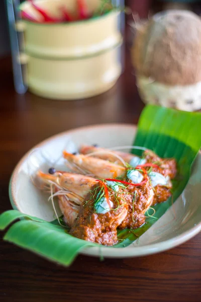 Röd curry räkor — Stockfoto